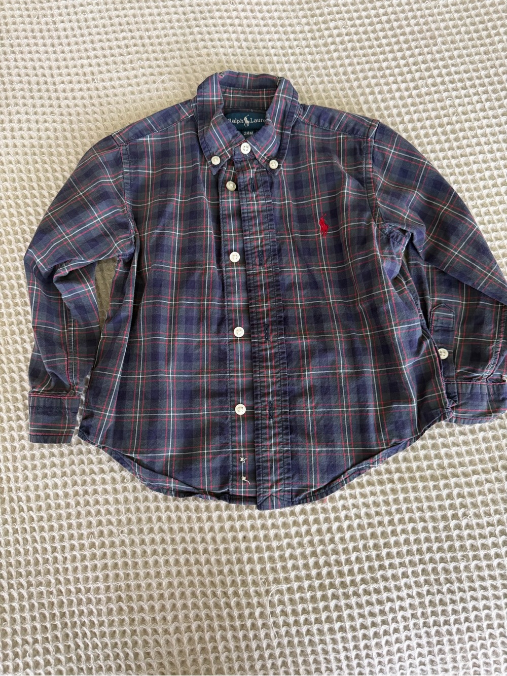 Ralph Lauren Navy and Red Plaid Button-Down Shirt